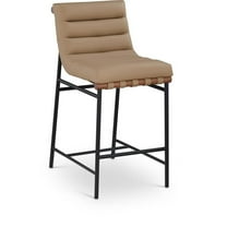 Maklaine Modern / Contemporary Tan Vegan Faux Leather Counter Stool