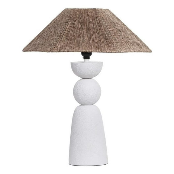 Maklaine Jute Rope White Table Lamp Circle Handmade 15.8"W x 13.8"D x 5.5"H Unassembled