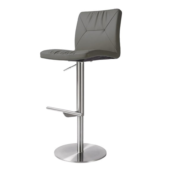 Maklaine Modern Dark Gray Vegan Leather on Silver Adjustable Stool