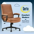 thumbnail image 1 of Maklaine Modern Executive Office Chair Metal Base Bonded Leather Cognac, 1 of 10
