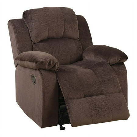 Maklaine Modern Fabric/Solid Pine Wood Rocker Recliner in Brown