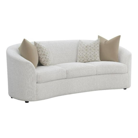 Maklaine Modern Fabric Upholstered Tight Back Sofa in Latte Finish