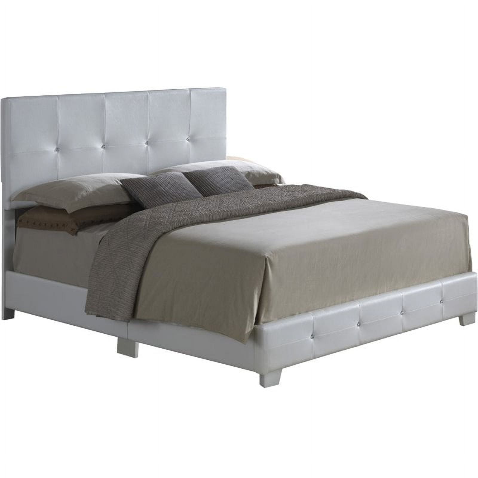 Maklaine Modern Faux Leather Upholstered Queen Bed in White Finish
