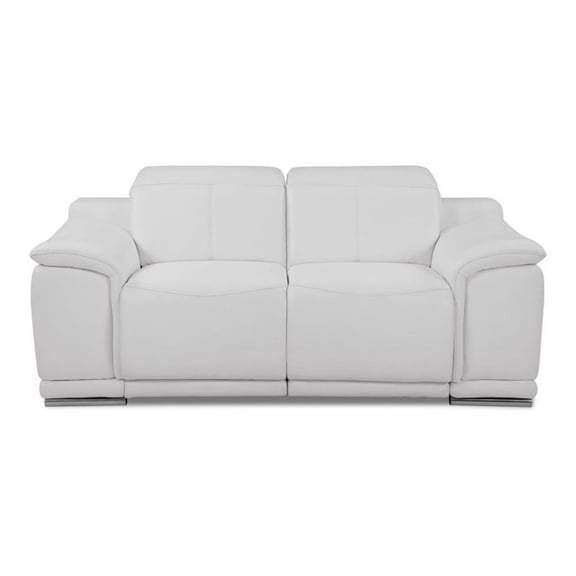Maklaine Genuine Italian Leather White Loveseat Rectangular Power Reclining 39.4"H x 72"W x 42.3"D
