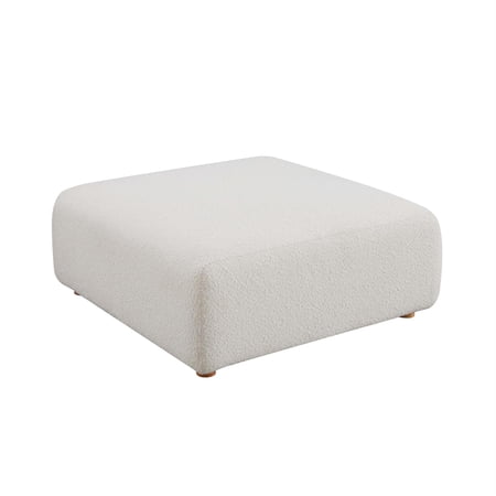 Maklaine Modern Handmade Cream Boucle Fabric Upholstered Ottoman