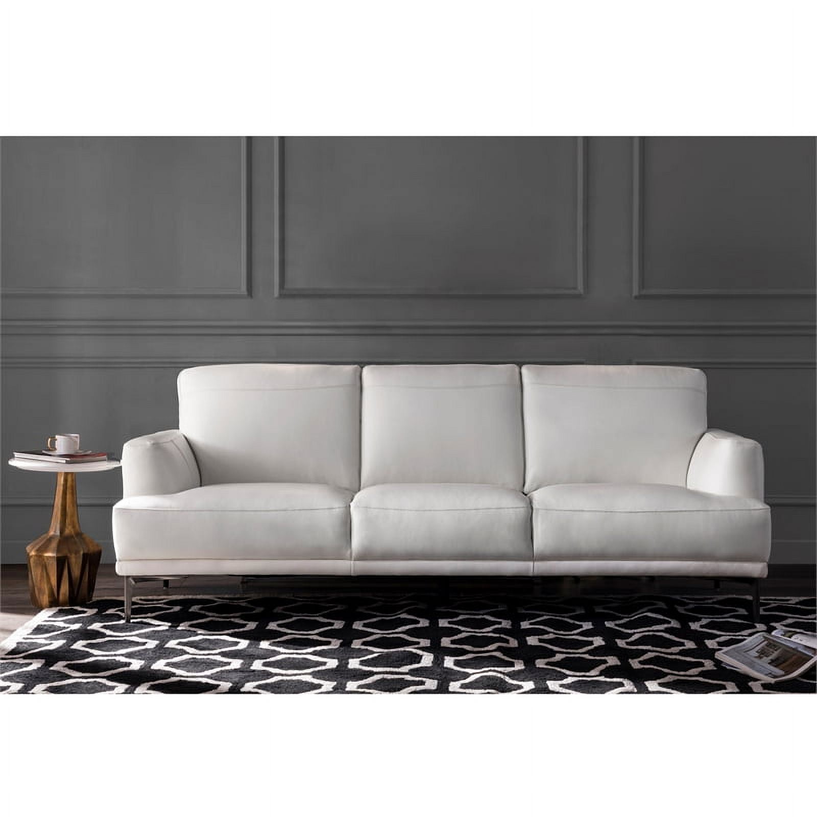 Maklaine Modern Leather Sofa in White