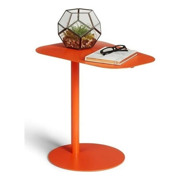 Maklaine Modern Metal End Table Space Saving C Shaped Design in Orange