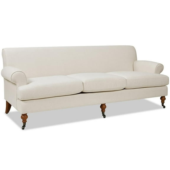 Maklaine Modern Recessed Arm Sofa Metal Casters in Light Beige