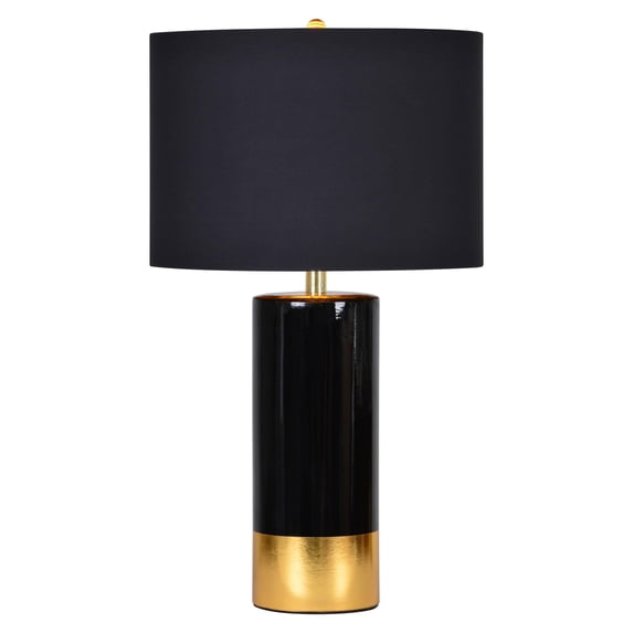 Maklaine Modern Round Ceramic Table Lamp in Black and Gold