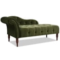 thumbnail image 1 of Maklaine Modern Tufted Roll Arm Chaise Lounge Olive Green Velvet, 1 of 15