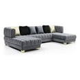 thumbnail image 1 of Maklaine Modern U-Shaped Velvet Sectional Sofa with 6 Pillows in Gray, 1 of 7