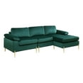 thumbnail image 1 of Maklaine Modern Velvet Cushioned Arms Sectional Sofa in Green/Gold, 1 of 6