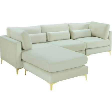 Maklaine Modular Contemporary Velvet Sectional in Soft Cream