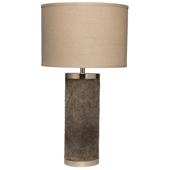 Maklaine Natural Cowhide and Linen Faux Leather Table Lamp in Natural