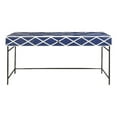 thumbnail image 1 of Maklaine Navy Blue Resin Writing Desk w/ Cream White Bone Accents, 1 of 9