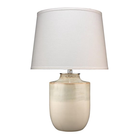 Maklaine Ombre Coastal Ceramic Table Lamp With Linen Shade in Cream