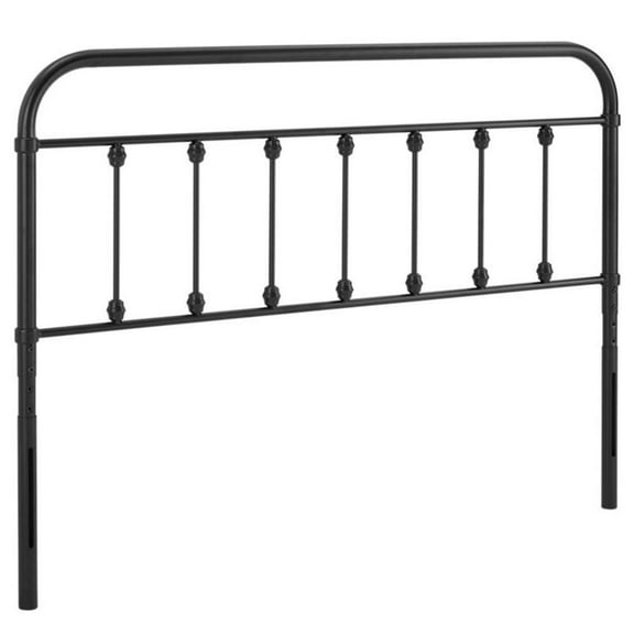 Maklaine Queen Modern Powder Coated Iron Headboard in Black Finish