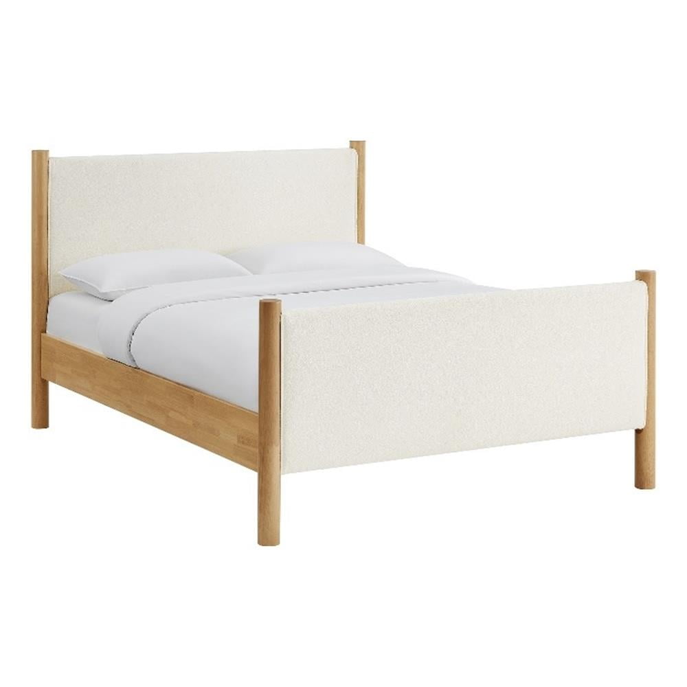 IF-5582 Platform Bed – Includes Mattress Support, Beige Boucle Fabric  Queen/King