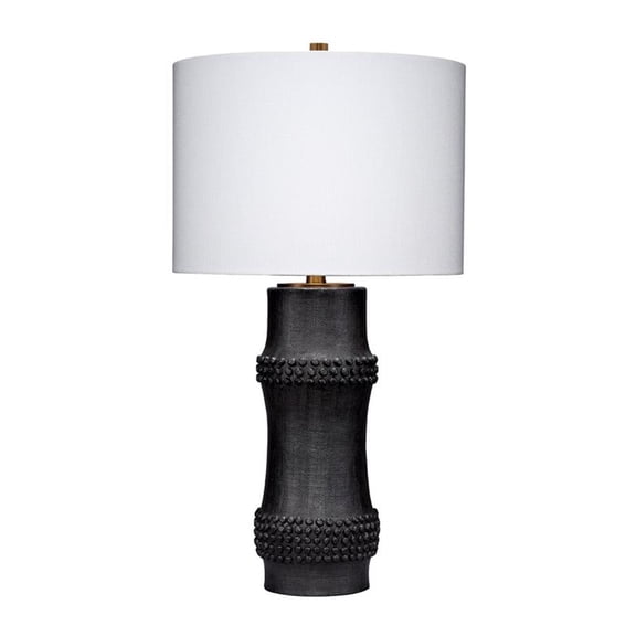Maklaine Rail Handmade Polyresin Table Lamp with Linen Shade Black