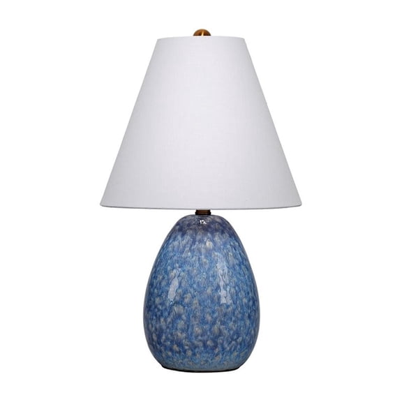Maklaine Raindrop Handmade Ceramic Table Lamp with Linen Shade Blue