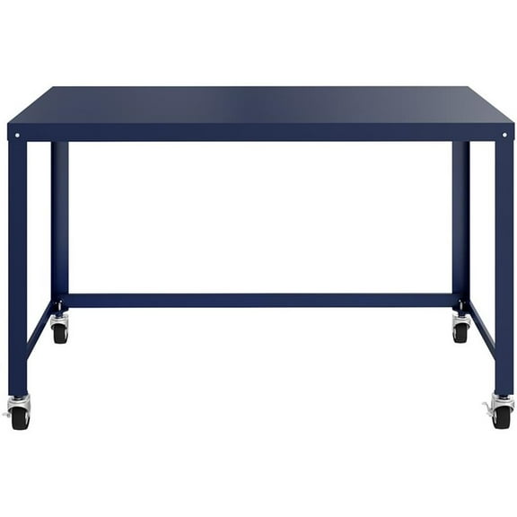 Maklaine Ready-to-assemble 48 inch Wide Mobile Metal Desk - Navy