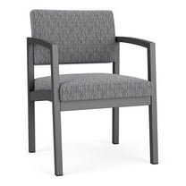 Maklaine Reception Waiting Room Guest Chair in Charcoal Steel and Gray