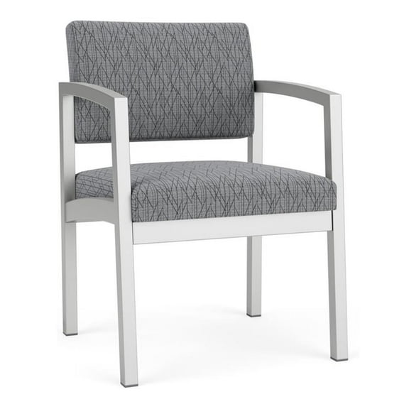Maklaine Reception Waiting Room Healthcare Guest Chair in Silver Steel and Gray