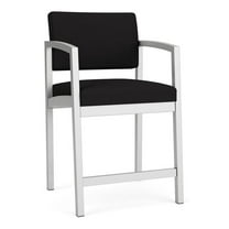 Maklaine Reception Waiting Room Healthcare Hip Chair in Silver Steel and Black