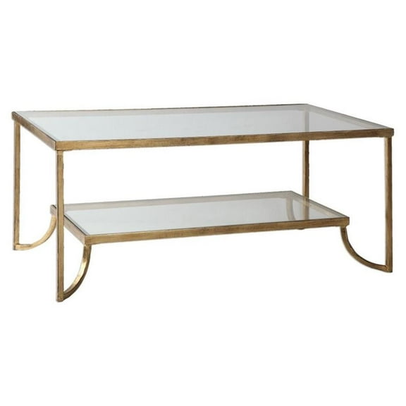 Maklaine Rectangular Gold Leaf Coffee Table