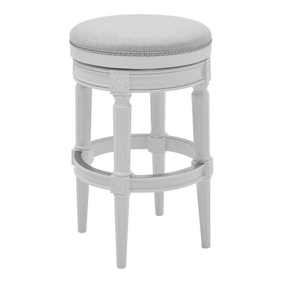 Maklaine Retro 31" Backless Wood Bar Height Swivel Stool in White