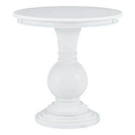Maklaine Round Accent Table Pedestal Base 26.5" High in White Wood