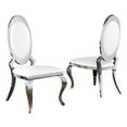 thumbnail image 1 of Maklaine Round Back White Faux Leather Side Chairs w/ Silver Legs (Set of 2), 1 of 2