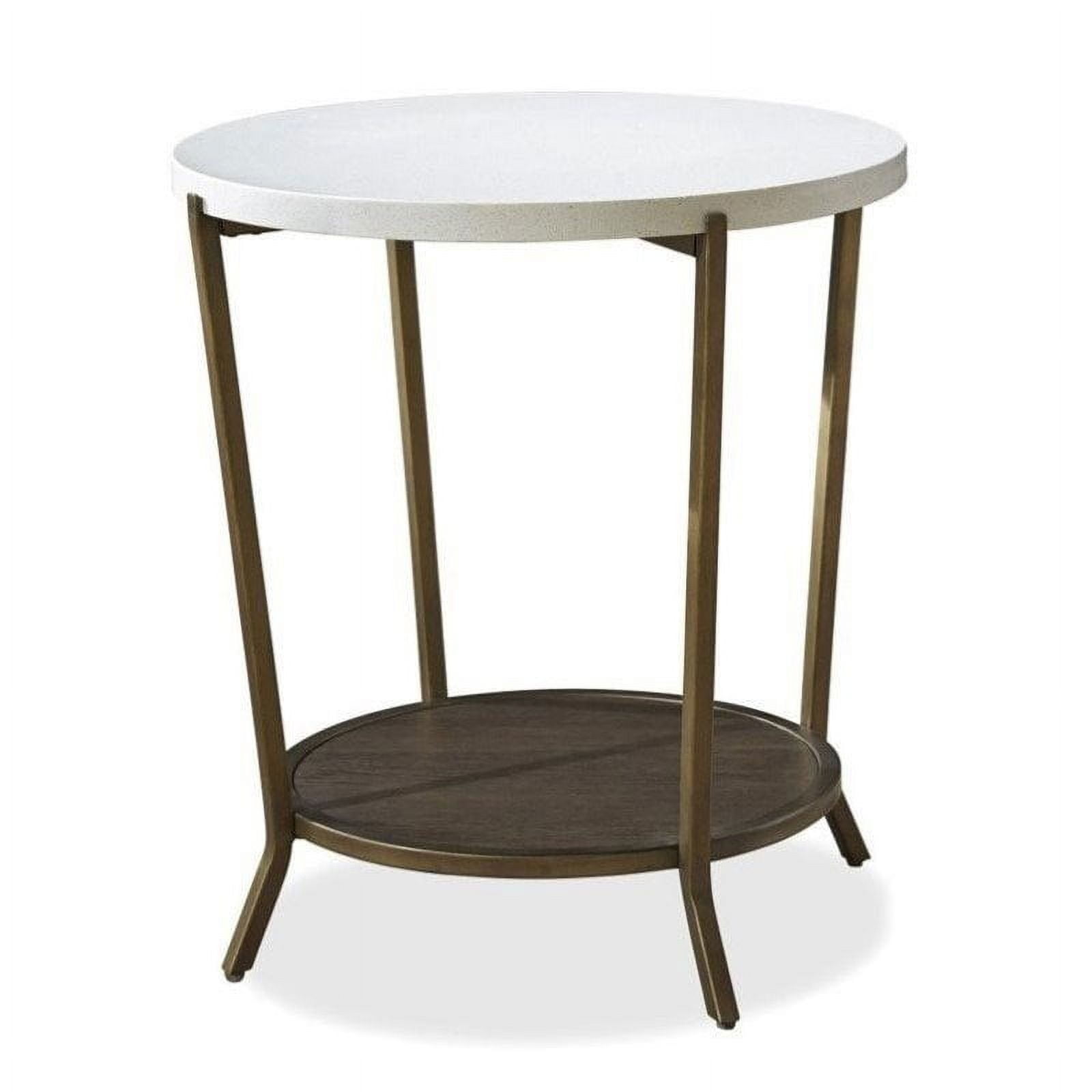 Brown Round Wood and Metal Transitional End Table