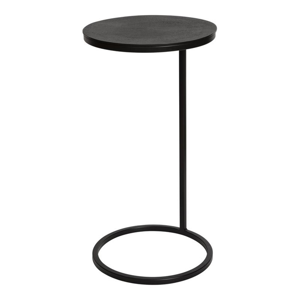 Maklaine Round Metal & Aluminum Accent Table in Aged Black and Antique ...