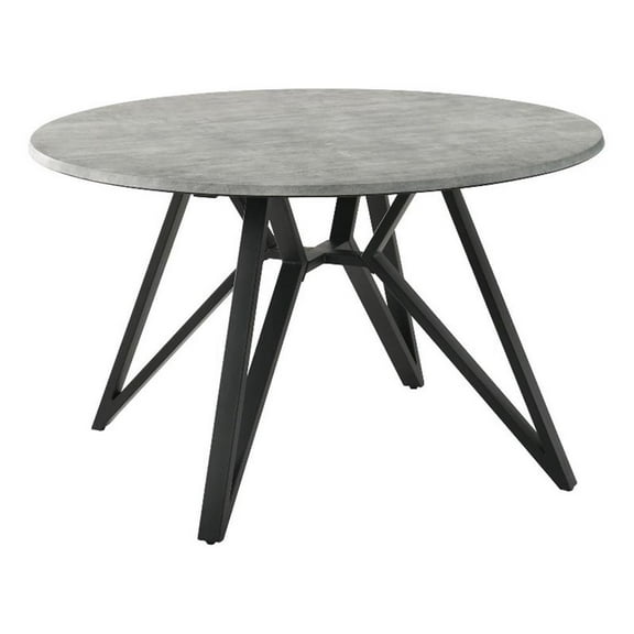Maklaine Round Modern Wood Top Dining Table Concrete and Black