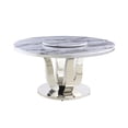 thumbnail image 1 of Maklaine Round White Marble Dining Table w/ Lazy Susan & Stainless Steel, 1 of 4