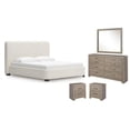 thumbnail image 1 of Maklaine Set of 5 California King Bed & Double Dresser & Mirror & Nightstands, 1 of 18