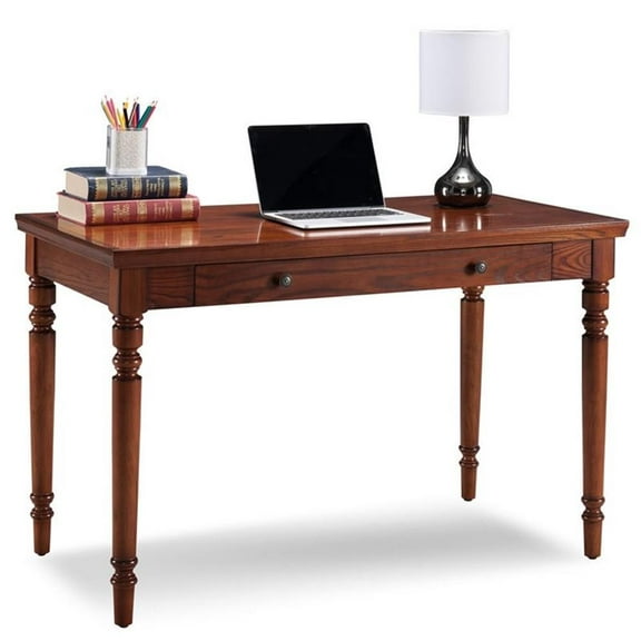 Maklaine Solid Wood Drop-Down Drawer Front Writing Desk in Mission Oak