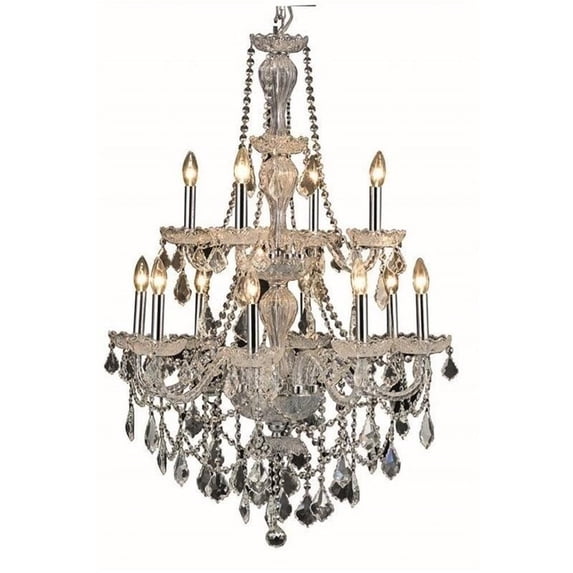 Maklaine Traditional 28" 12 Light Royal Crystal Chandelier in Chrome