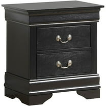 Maklaine Traditional Engineered Wood 2 Drawer Nightstand in Black