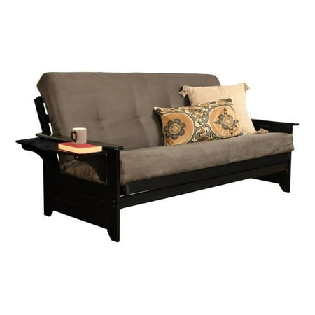 Maklaine Traditional Full-size Suede Futon in Gray-Frame Not Included