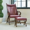 thumbnail image 1 of Maklaine Traditional Leather Chair & Ottoman Set in Cherry Finish, 1 of 14