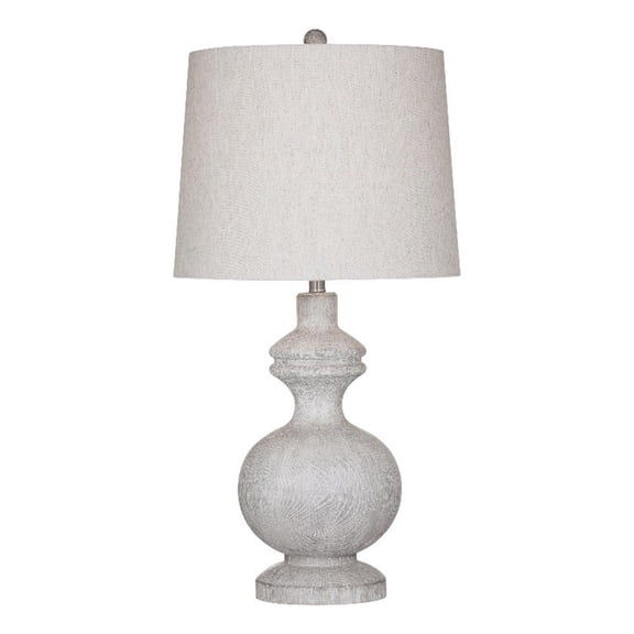 Maklaine Traditional White Wash Resin Table Lamp With Neutral Shade