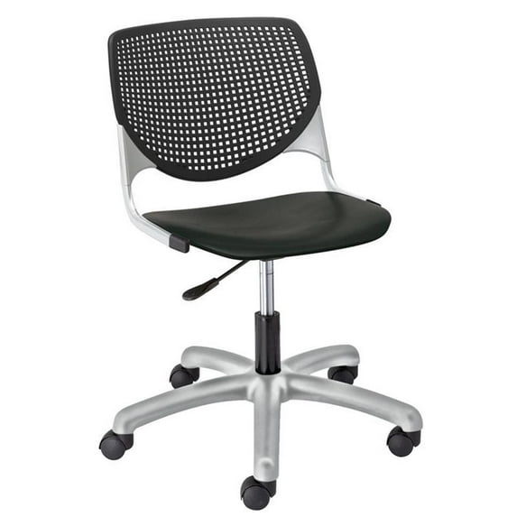 Maklaine Transitional 20" Polypropylene Plastic Computer Chair in Black
