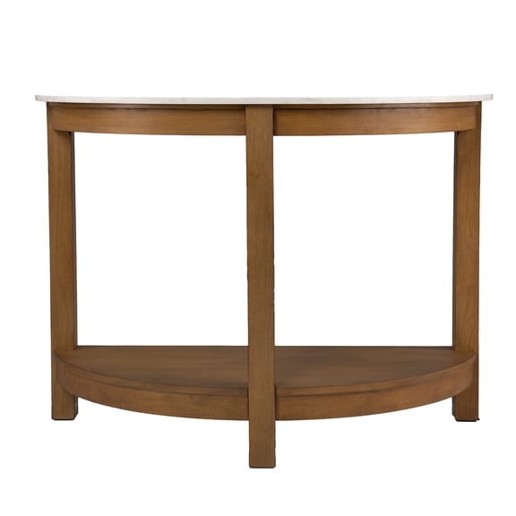 Maklaine Transitional Console Table in White and Natural