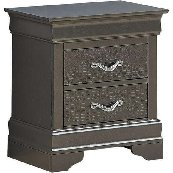 Maklaine Transitional Engineered Wood 2 Drawer Nightstand in Charcoal