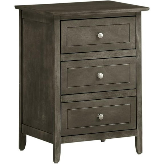 Maklaine Transitional Engineered Wood 3 Drawer Nightstand in Gray