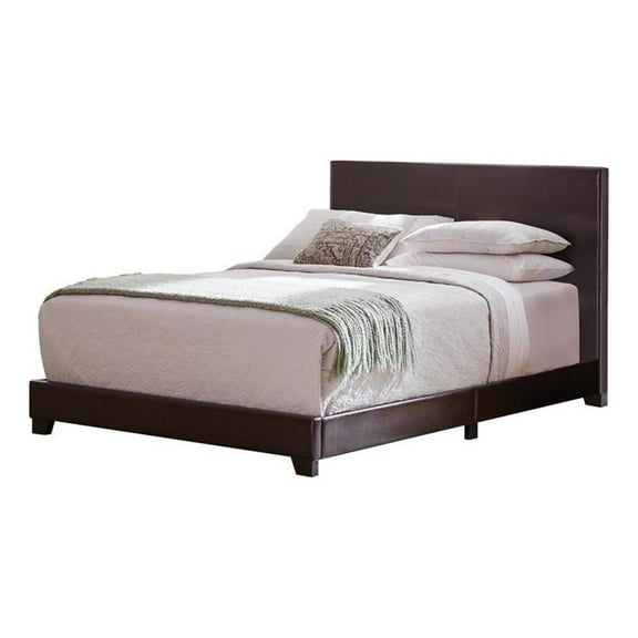 Maklaine Transitional Faux Leather Upholstered California King Bed Brown