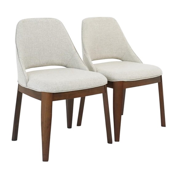 Maklaine Transitional Linen Fabric Dining Room&Kitchen Chair in Cream (Pair)