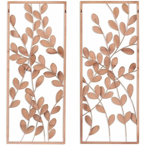 Maklaine Transitional Metal Wall Decors in Dark Gold / Bronze (Set of 2)